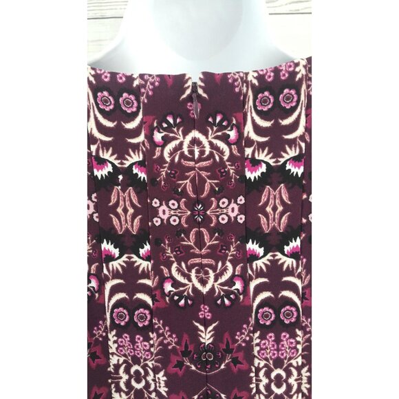 Vince Camuto Floral Dress Purple SZ 4 Pockets Pleat Sleeveless Fit Flare Career - Picture 5 of 9